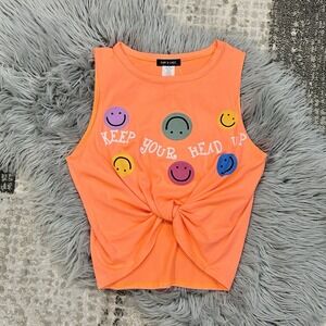 Rubie & Lace Girls Orange Twist Bottom Tank "Keep Your Head Up" Size Medium